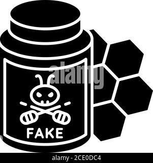 Fake honey black glyph icon Stock Vector