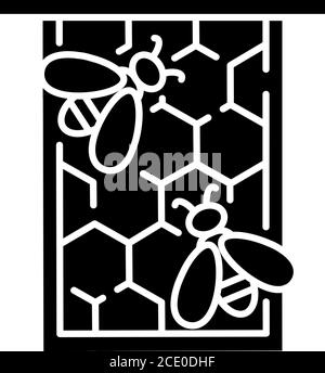Honeycomb frame black glyph icon Stock Vector