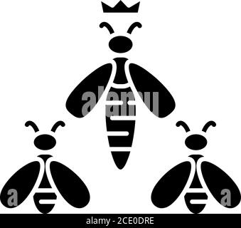 Queen bee black glyph icon Stock Vector
