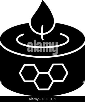 Beeswax candle black glyph icon Stock Vector