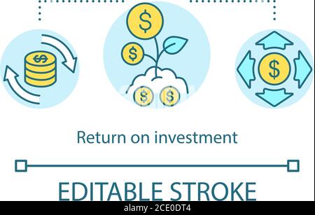 Return on investment analysis linear icons set. Profitability, Capital ...
