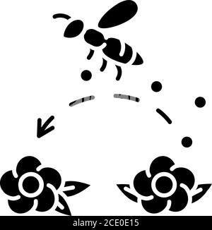 Pollination black glyph icon Stock Vector