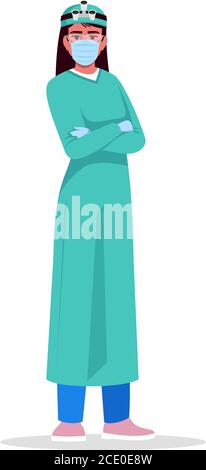 Surgeon semi flat RGB color vector illustration Stock Vector