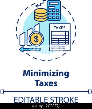 Minimizing taxes concept icon Stock Vector