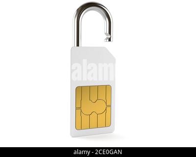 SIM lock concept isolated on white background Stock Photo