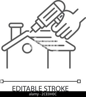 Roof constructing linear icon Stock Vector