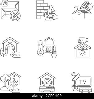 House improvements linear icons set Stock Vector