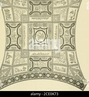 . Architecture, classic and early Christian . A. Fig. 1..4.—Decoration in Keliep and Coi.orn or tbf. Vault of a To.mbi.N THE Via Latina, sear Rome. the great excellence in construction and contrivance ex-hibited by Eoman architecture. Stock Photo
