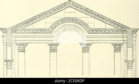 . Architecture, classic and early Christian . FiG. lis.—1ku.m the Baths of Diocletian,Rome. Showing a fragmentary Entab-lature at the starting of part OS AVault.. f 10 Hy.—iRo.M THE Palace of Diocletian. Spalatro. Showing an Arch spriniFROM A Column. RO&gt;r.N. 19.3 Stock Photo