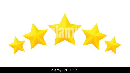Five golden rating star vector illustration in white background. Stock Vector