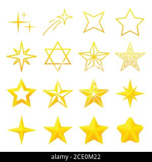 Set of shiny star icons in different style. vector Stock Vector