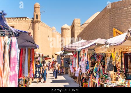 The view o famous bazaar street in Khiva Stock Photo