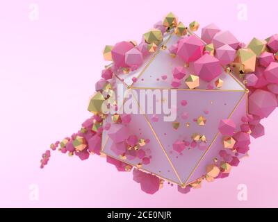 Abstract geometric background with shapes. 3D rendering Stock Photo