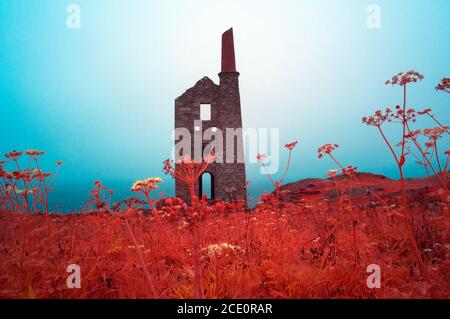 Wheal Owles, Abandoned Tin Mine Building, Cornwall, as Featured in the BBC TV Series 'Poldark'. Stock Photo