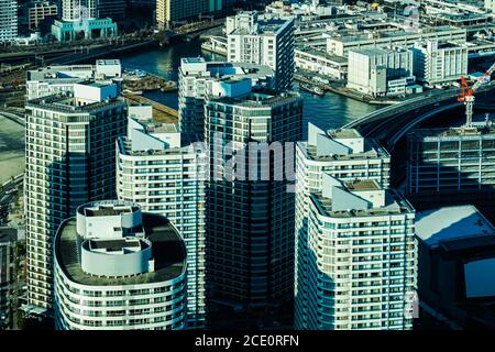Cityscape seen from the Yokohama Landmark Tower Stock Photo