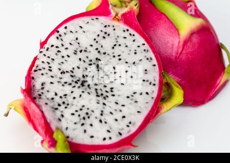 Fresh pitahaya on white background. Dragon fruit. Stock Photo