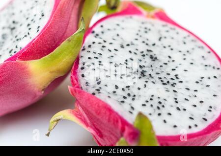 Fresh pitahaya on white background. Dragon fruit. Stock Photo