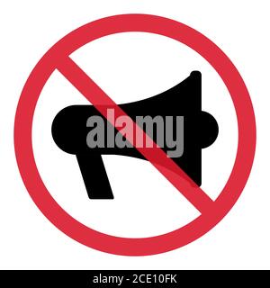 Don't megaphone flat icon in red circle isolated on white background. Speaker symbol. Loudspeaker vector illustration . Stock Vector