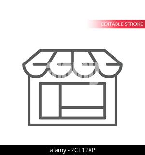 Shop or storefront thin line vector icon. Store, e-commerce symbol, outline, editable stroke. Stock Vector