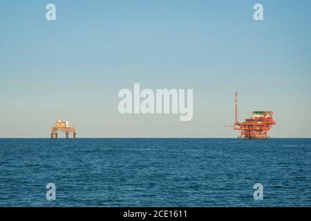 Adriatic sea extraction and transformation of natural gas, platforms located near ravenna, italy. Stock Photo