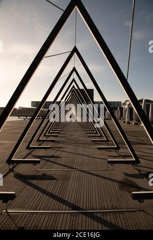 Copenhagen (DK)-February 14th 2020-Triangular shaped sculpture by the river in Copenhagen Stock Photo