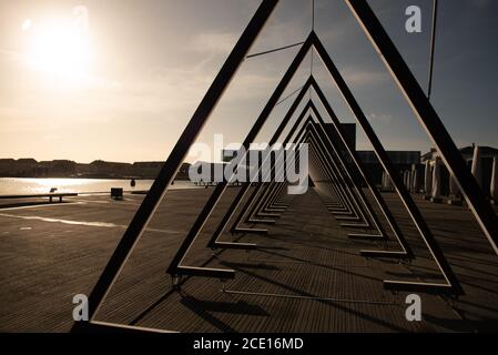 Copenhagen (DK)-February 14th 2020-Triangular shaped sculpture by the river in Copenhagen Stock Photo