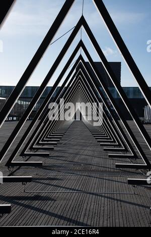 Copenhagen (DK)-February 14th 2020-Triangular shaped sculpture by the river in Copenhagen Stock Photo