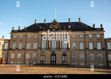 Copenhagen (DK)-February 14th 2020-One of the royal places at Amalienborg square in Copenhagen Stock Photo