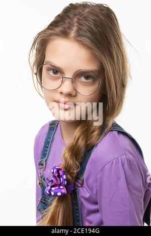 Portrait of a beautiful girl of eleven years of Slavic appearance Stock Photo