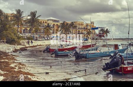 Landscape of Playa del Carmen's Beach Stock Photo