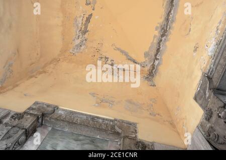 Ceiling and walls damage by humidity Stock Photo