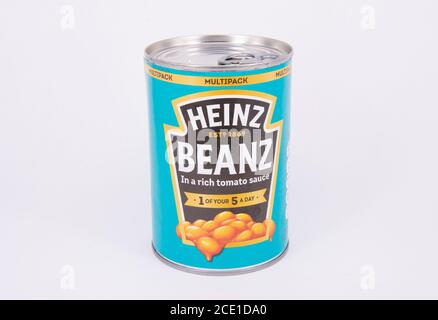 Close-up of tin of Heinz Beanz, Surrey, England, United Kingdom Stock Photo