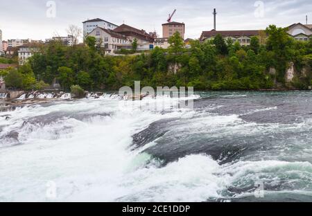 The Rhine Falls landscape at cloudy day Stock Photo