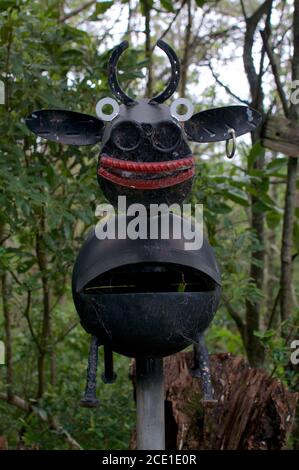 Bangalow, New South Wales, Australia - 12th February 2020: Creative australian mail box resembling a Cow located in Byron Bay hinterland Stock Photo