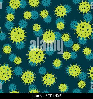 Coronavirus seamless background pattern. Black virus silhouettes. COVID-19 desease theme. Simple flat vector illustration Stock Vector