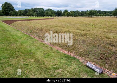 A HaHa at a country house separating the grounds from the surrounding deer park. Stock Photo