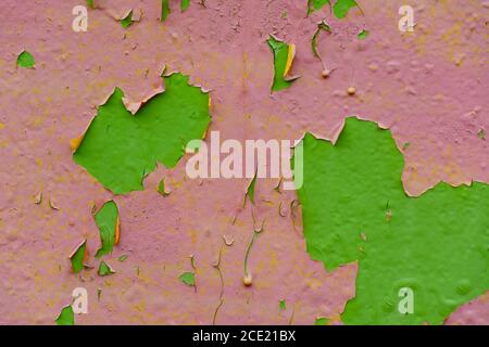 Wall with peeling oil paint. Stock Photo