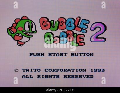 Bubble Bobble 2 - Nintendo Entertainment System - NES Videogame - Editorial use only Stock Photo