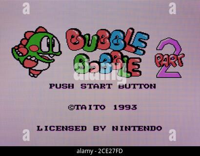 Bubble Bobble Part 2 - Nintendo Entertainment System - NES Videogame - Editorial use only Stock Photo