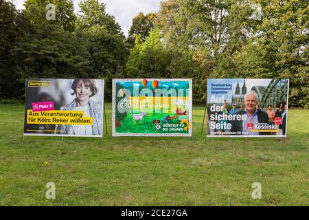 Cologne, NRW, Germany, 08 29 2020, regional election billboards of SPD, green party and Henriette Reker, major of Cologne Stock Photo