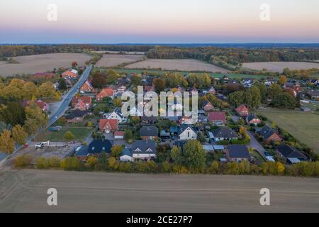 aerial view of settlement with detached houses Stock Photo
