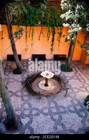 Water fountain and courtyards at Alhambra in Granada, Spain. Stock Photo