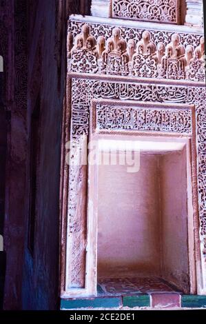 Architectural niche and arabesque at the Alhambra de Granada in Spain. Stock Photo