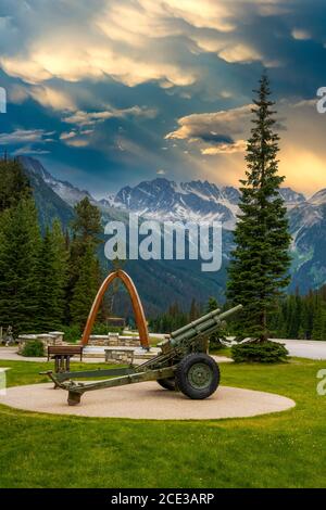 The Rogers Pass memorial summit monument, British Columbia, Canada. Stock Photo