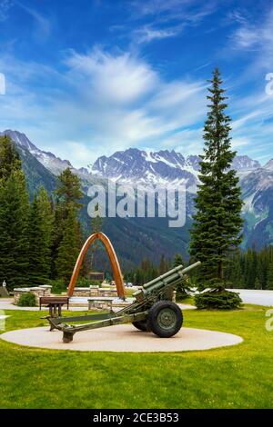 The Rogers Pass memorial summit monument, British Columbia, Canada. Stock Photo