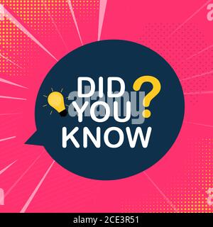 Did you know interesting fact label sticker. Vector Illustration Stock Vector