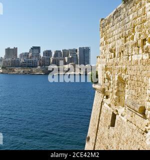 Sliema from the Fort of Valletta. Stock Photo