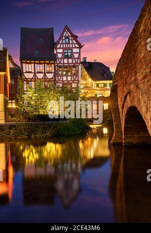 Ulm Fischerviertel Little Venice area at sunset Stock Photo