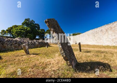 Great Zimbabwe ruins, courtyard of main structure 'the Great Enclosure', ancient capital of Bantu civilization, Masvingo Province, Zimbabwe, Africa Stock Photo