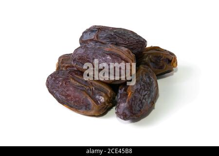 Royal dates on a white background isolated. Date fruits isolated on white closeup view Stock Photo